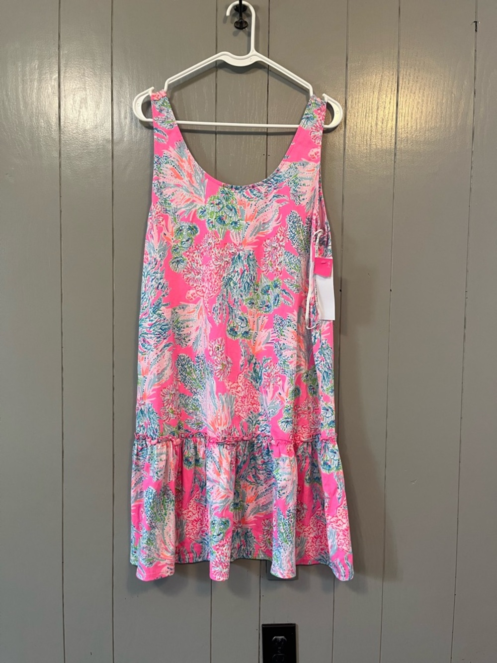 Lilly Pulitzer Large Skyelar Tank Scoop Neck Dress Cotton Prosecco Pink NWT